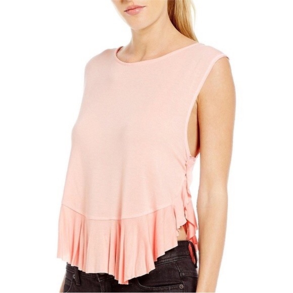We The Free by Free People Pink Sleeveless Ruffle Hem Top - XS - Picture 1 of 11